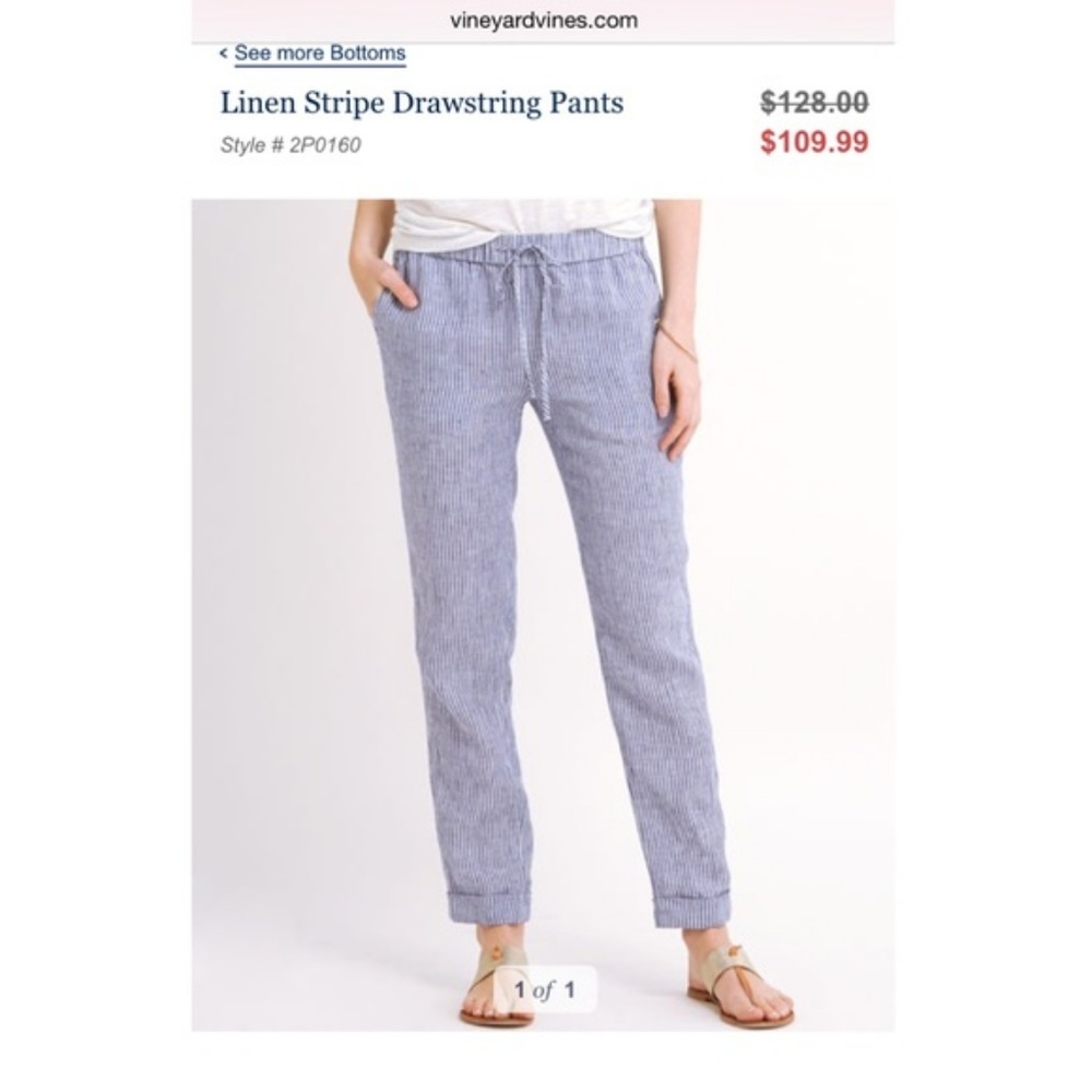 Vineyard Vines Striped Linen Pants - size 2
